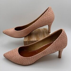 Elegant Pink Textured Women's Heels